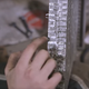 This cross-section of a radiator shows the two rows of tubes through which coolant passes as it transfers heat to the fins.
